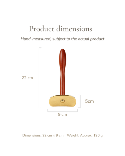 Long-Handle Gua Sha - Wood & Brass, For Body