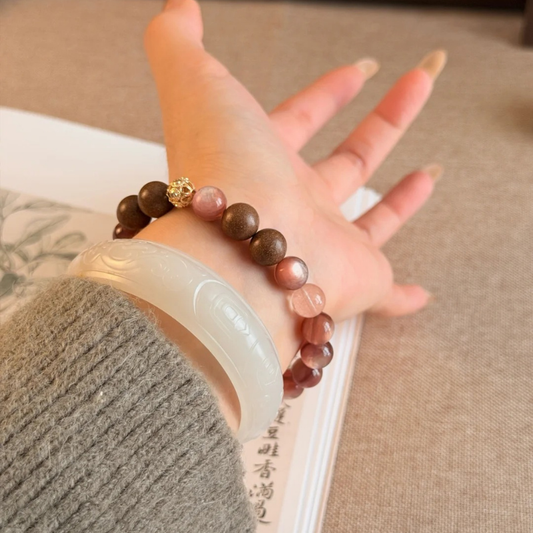 Herbal Incense Bracelet｜"Pink Love & Healing", Pink Quartz & Lepidolite, Various Herbal Recipes Available