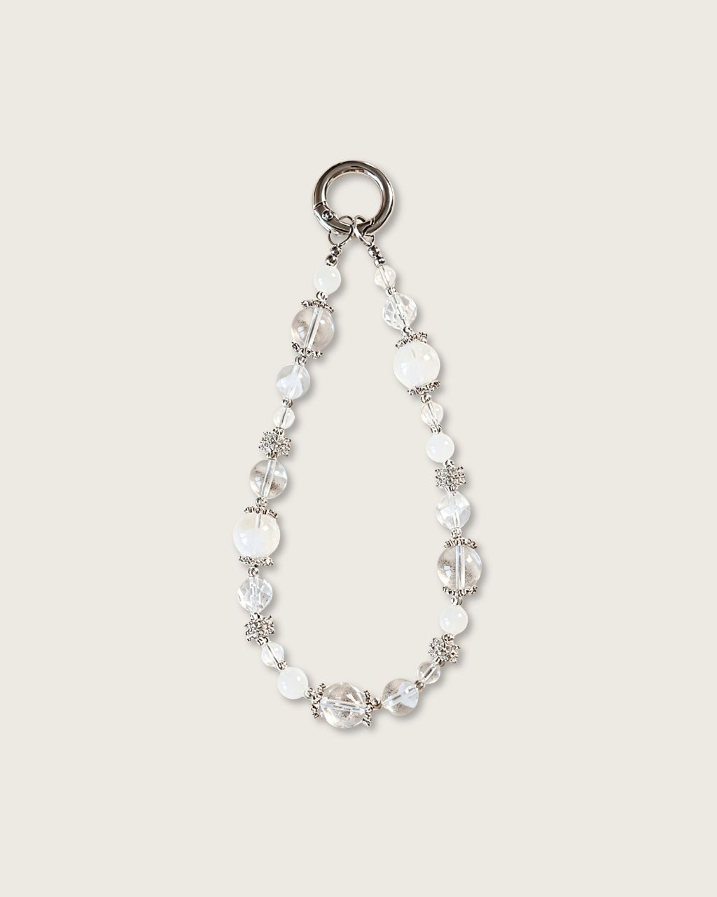 Phone Charm, White Tale, Clear Quartz & Moonstone, Clear Your Energy