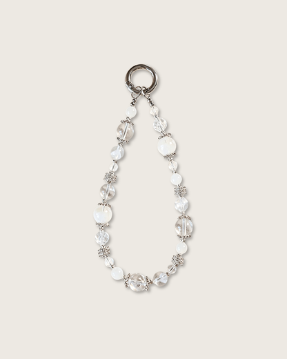 Phone Charm, White Tale, Clear Quartz & Moonstone, Clear Your Energy