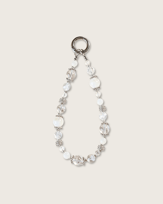 Phone Charm, White Tale, Clear Quartz & Moonstone, Clear Your Energy