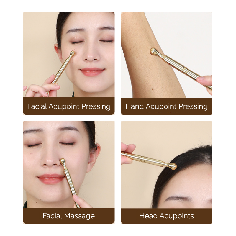 Acupressure Tool | Double-Ended Brass Point Massage Stick - for Acupoint Pressing