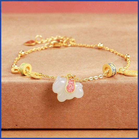 Bracelet｜Real Nephrite Jade & S925 Silver Mantra Design