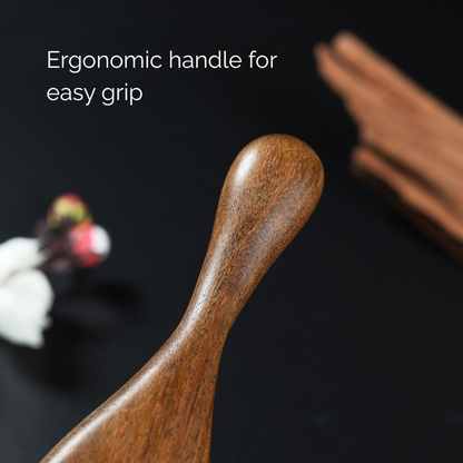 Massage Comb | Handle 22-Tooth Round Comb - Natural Golden Sandalwood for Scalp Meridian