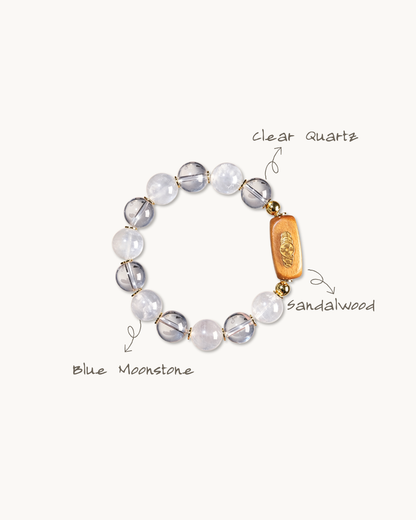 Moonlit Sea, Clear Quartz & Moonstone Bracelet, Calm Your Mind