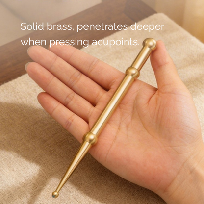 Acupressure Tool | Double-Ended Brass Point Massage Stick - for Acupoint Pressing