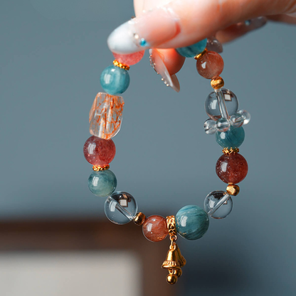Bracelet｜"Harmony Bell" Strawberry Quartz & Apatite Purify Attract Love & Luck