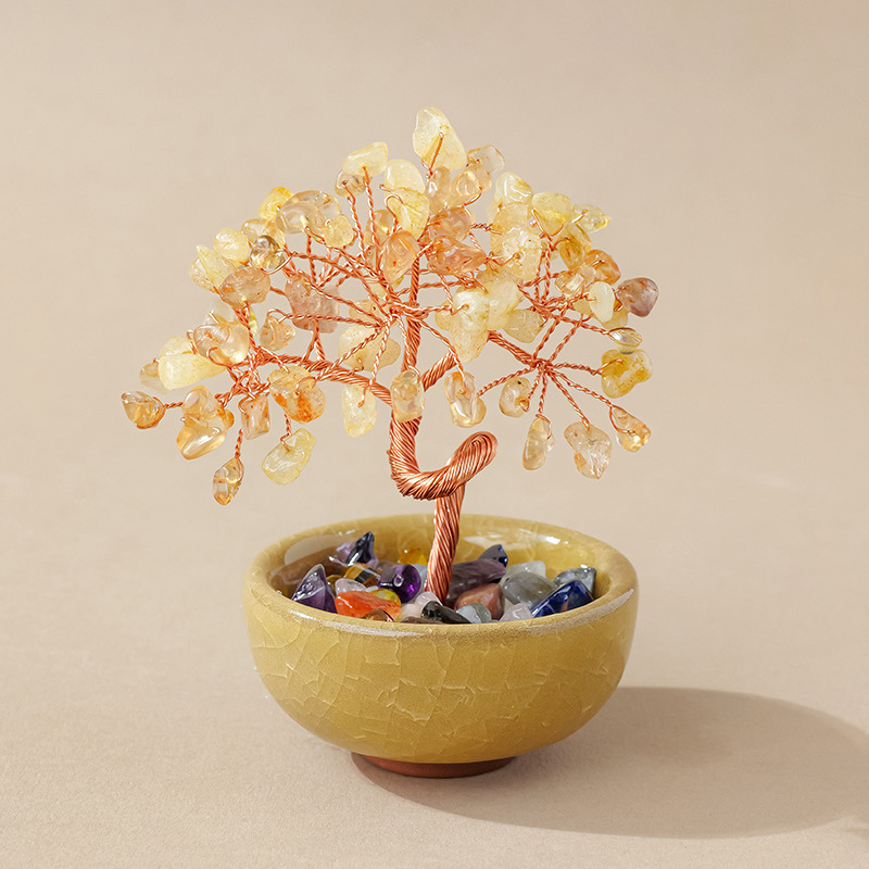 Citrine Feng Shui Tree | Wealth Crystal Tree for Desk & Home