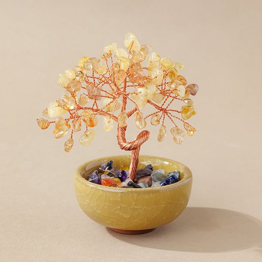 Citrine Feng Shui Tree | Wealth Crystal Tree for Desk & Home