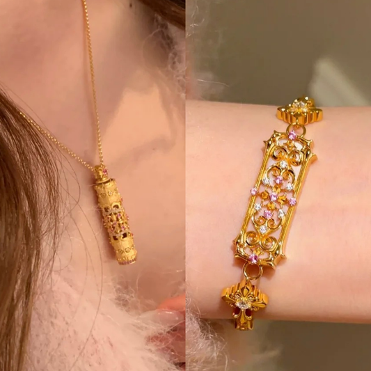 Gold-Plated 925 Silver｜Iris Magic Wand Jewelry Set (Necklace+Bracelet)