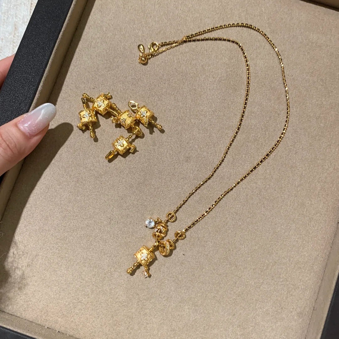Gold-Plated 925 Silver｜Spinning Prayer Wheel Necklace - A Tibetan Tradition for Clearing Energy & Inviting Luck
