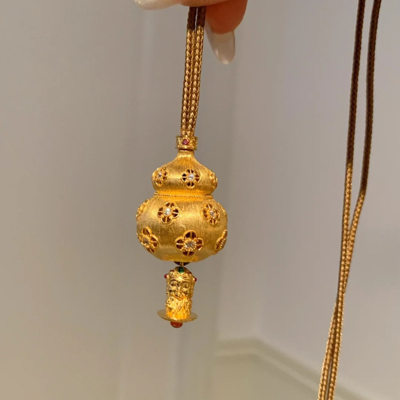 Gold-Plated 925 Silver｜Plump Gold Gourd Pendant - The “Fat Hulu” for Good Fortune & Fullness of Life