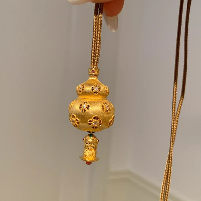 Gold-Plated 925 Silver｜Plump Gold Gourd Pendant - The “Fat Hulu” for Good Fortune & Fullness of Life