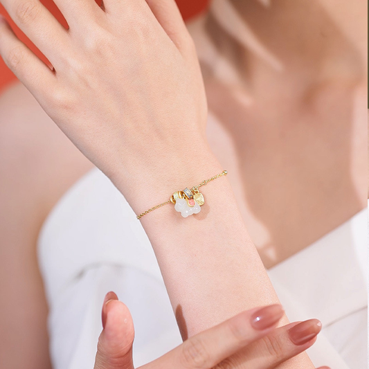 Bracelet｜Real Nephrite Jade & S925 Silver Mantra Design