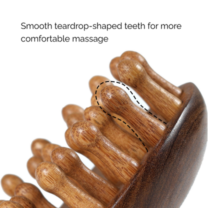 Massage Comb | 28-Tooth Dome Round Comb - Natural Golden Sandalwood for Head Meridian