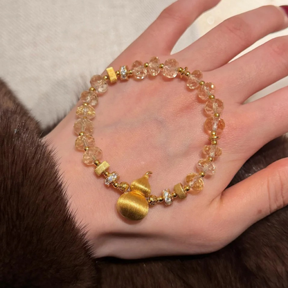 Gold-Plated 925 Silver｜Citrine Gourd Bracelet – Wealth & Blessing