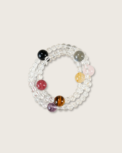 Stellar Array, Multi-Wrap Clear Quartz & Mixed Crystal Bracelet, Shield Your Energy