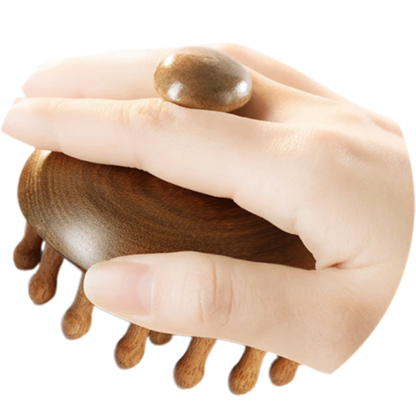 Massage Comb | 28-Tooth Dome Round Comb - Natural Golden Sandalwood for Head Meridian