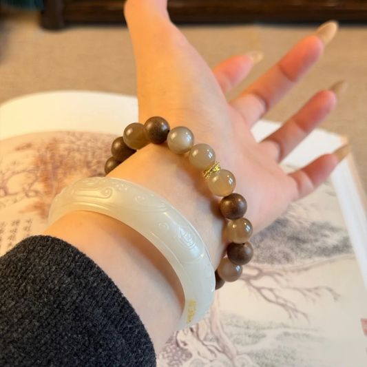 Herbal Incense Bracelet｜"Milky Moonstone", Intuition & Calm, Various Herbal Recipes Available