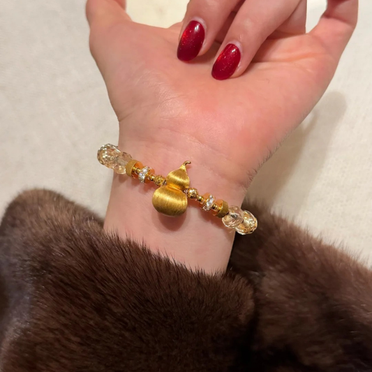Gold-Plated 925 Silver｜Citrine Gourd Bracelet – Wealth & Blessing
