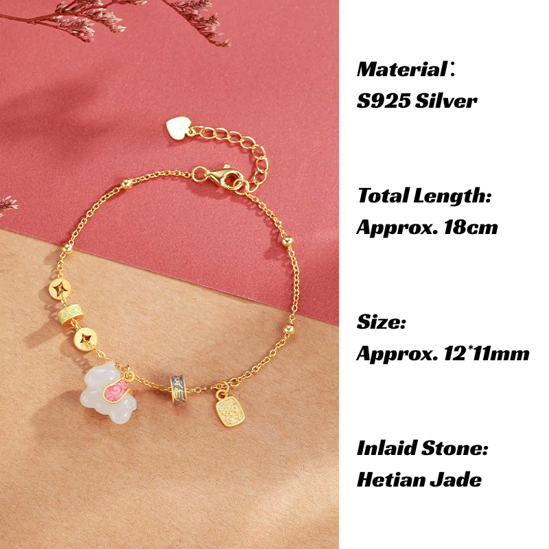 Bracelet｜Real Nephrite Jade & S925 Silver Mantra Design