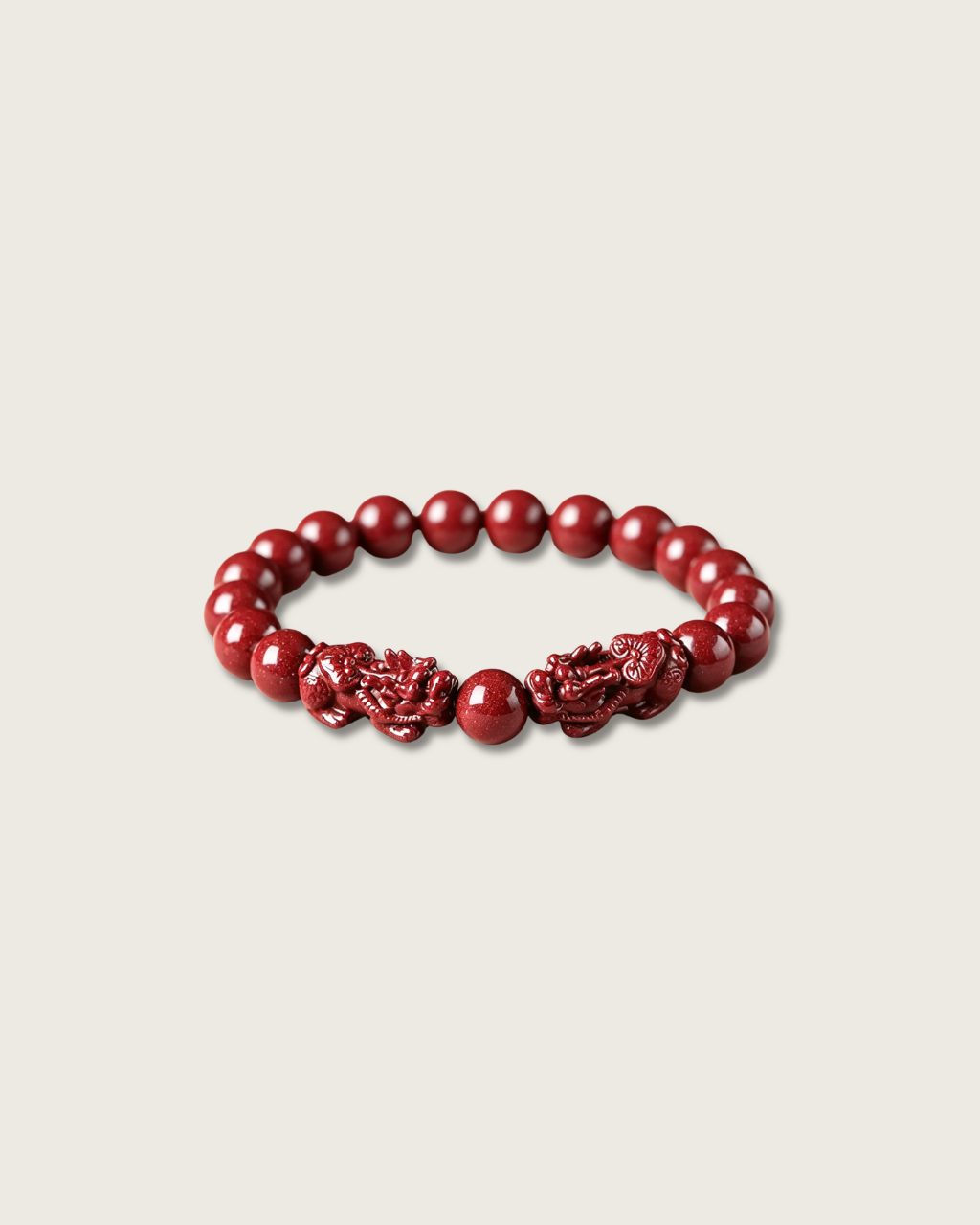 Double Pixiu Cinnabar Bracelet for Wealth & Protection