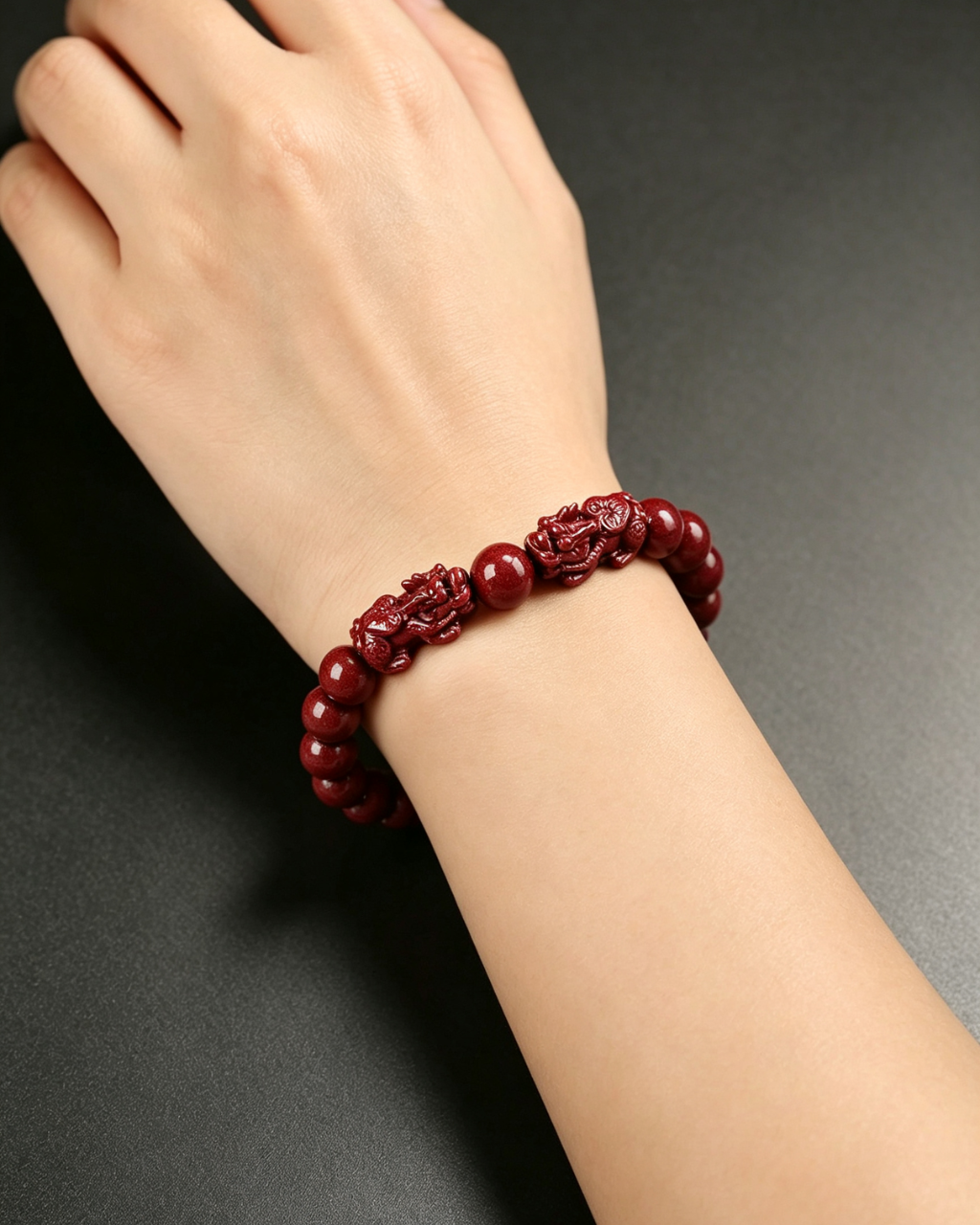 Double Pixiu Cinnabar Bracelet for Wealth & Protection