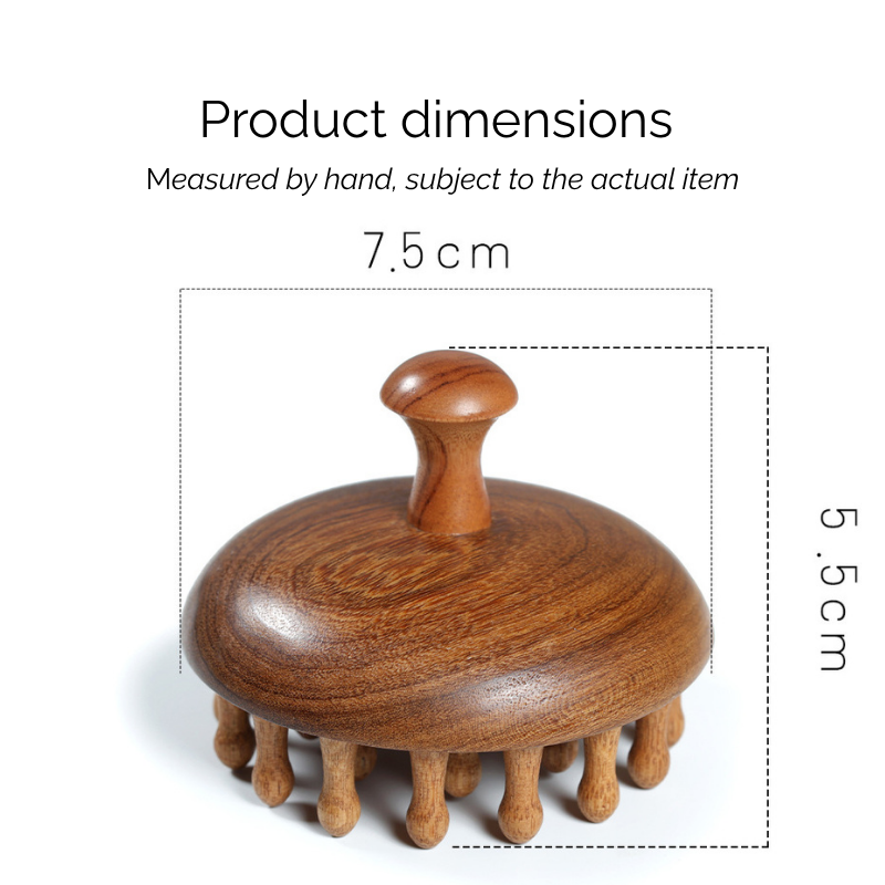Massage Comb | 28-Tooth Dome Round Comb - Natural Golden Sandalwood for Head Meridian