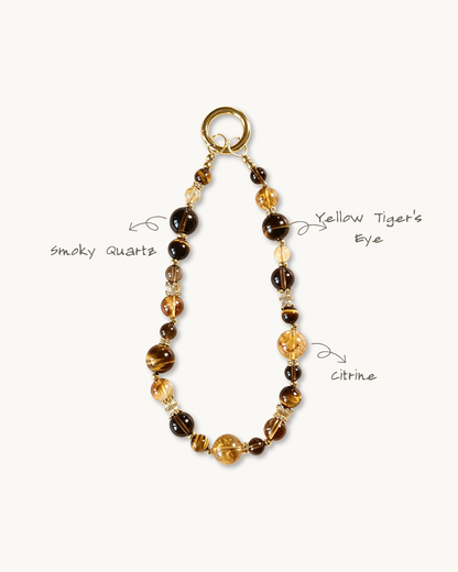 Phone Charm, Fortune Keeper, Tiger Eye & Citrine, Attract Wealth