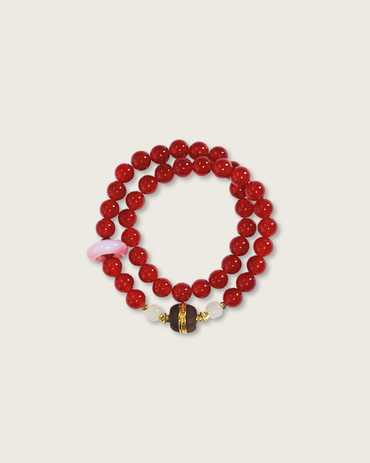 Ember Flow, Multi-Wrap Red Agate Bracelet, Ignite Your Energy
