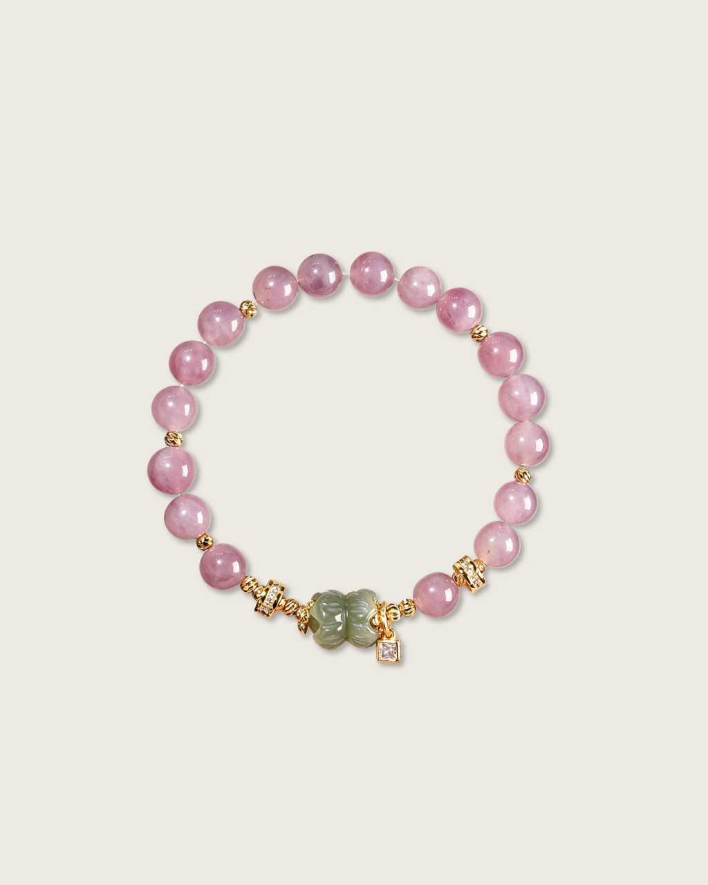 Beauty, Purple Rose Quartz & Hetian Jade Bracelet, Open Your Heart