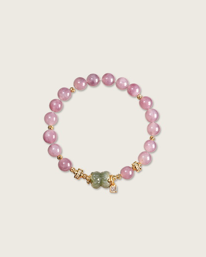Beauty, Purple Rose Quartz & Hetian Jade Bracelet, Open Your Heart