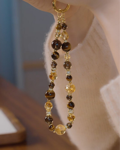 Phone Charm, Fortune Keeper, Tiger Eye & Citrine, Attract Wealth