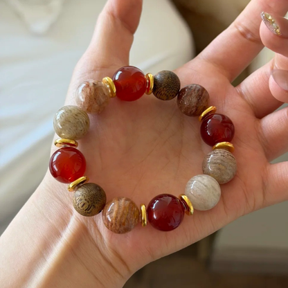 Gold-Plated 925 Silver｜Mixed Crystal Jewelry Set (Bracelet + Necklace)
