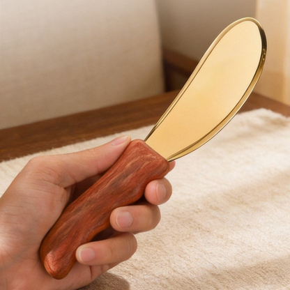 Gua Sha Tool | Pure Brass Tiger Tally Shape - Rosewood Handle for Full Body Massage