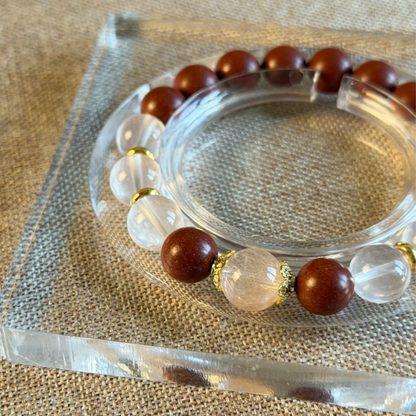 Herbal Incense Bracelet｜"Heart Healing", Pink Rutilated Quartz & Clear Quartz, Various Herbal Recipes Available