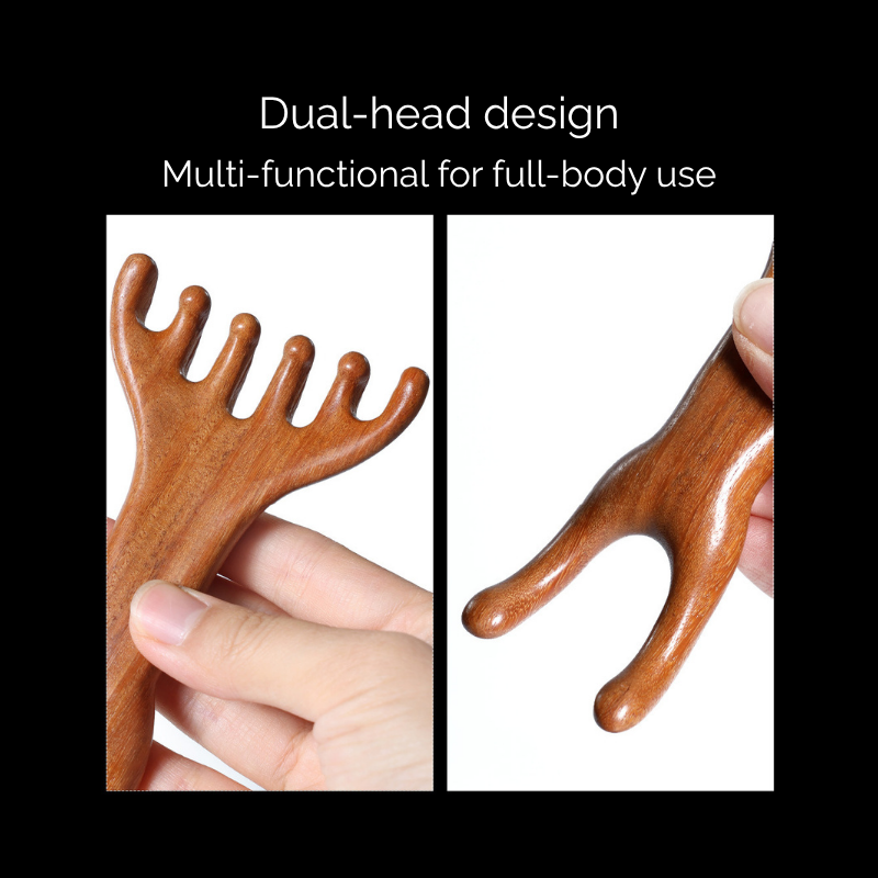 Massage Comb | Antler-Shaped Rake - Natural Golden Sandalwood for Meridian Massage