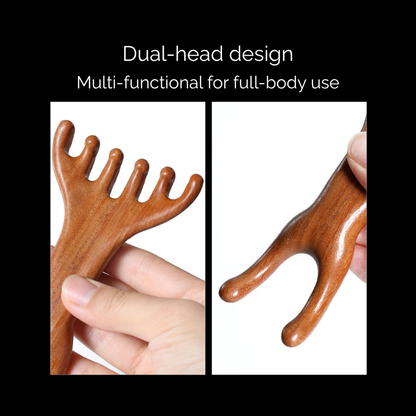 Massage Comb | Antler-Shaped Rake - Natural Golden Sandalwood for Meridian Massage