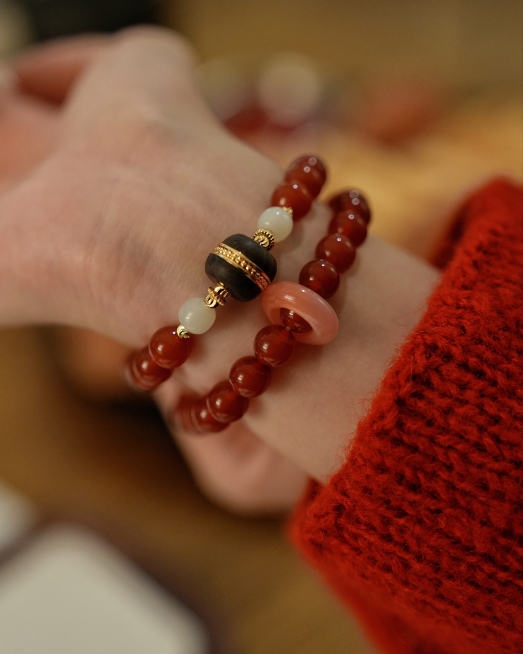 Ember Flow, Multi-Wrap Red Agate Bracelet, Ignite Your Energy