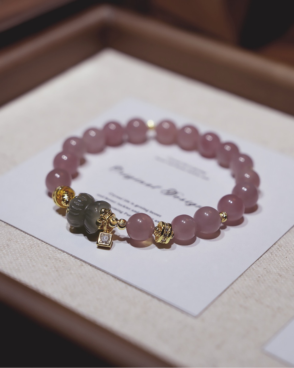 Beauty, Purple Rose Quartz & Hetian Jade Bracelet, Open Your Heart