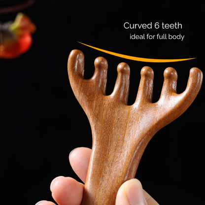 Massage Comb | Antler-Shaped Rake - Natural Golden Sandalwood for Meridian Massage
