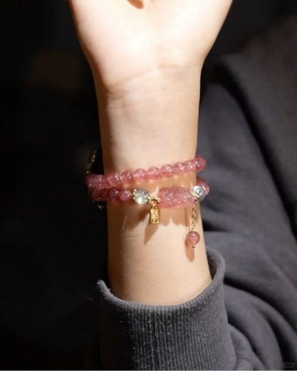 Watch Band – Yilan Rose Strawberry Quartz Pixiu, Love & Happiness