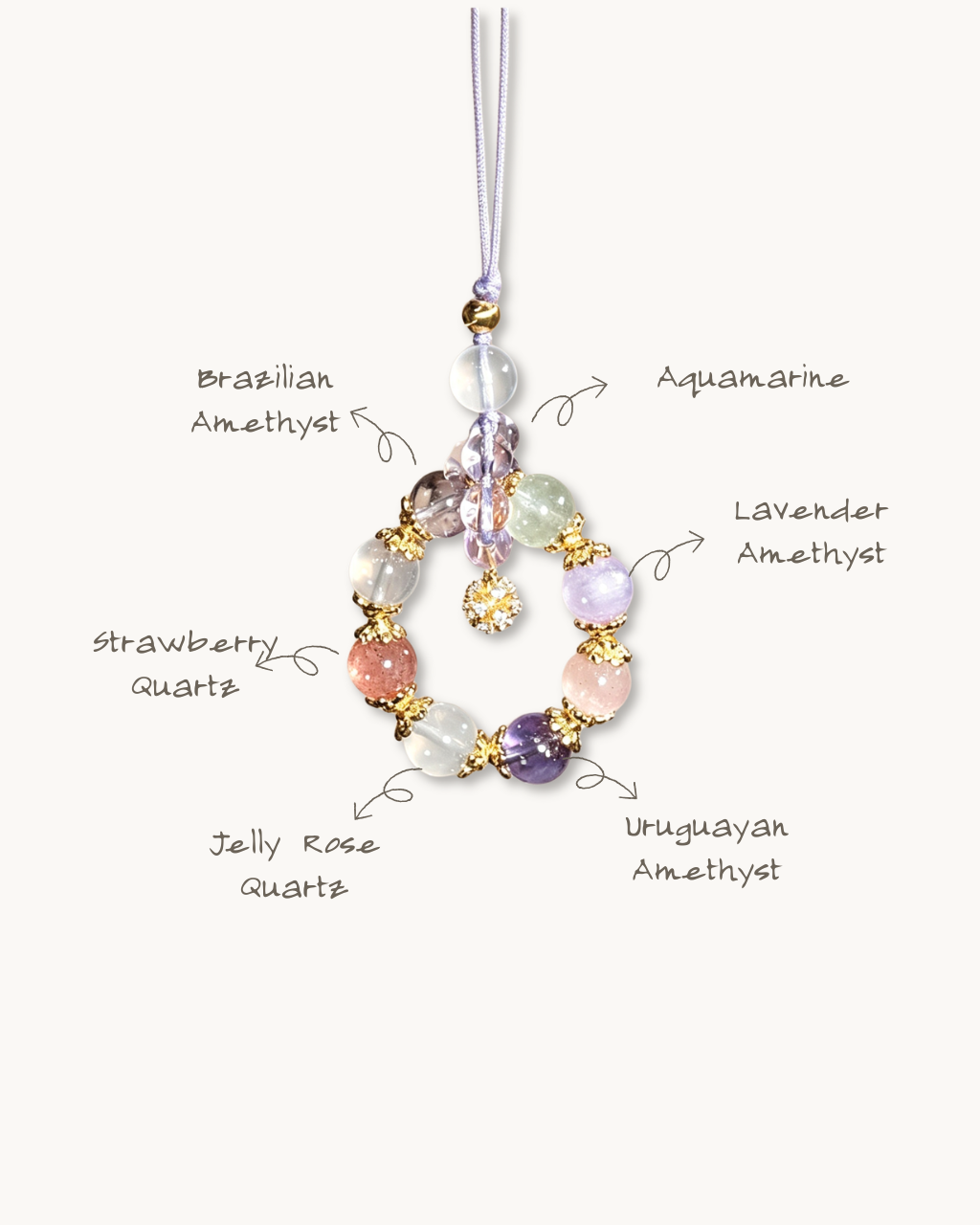 Phone Charm, Smooth Sailing, Amethyst Quartz, Clear Your Path