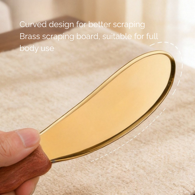 Gua Sha Tool | Pure Brass Tiger Tally Shape - Rosewood Handle for Full Body Massage