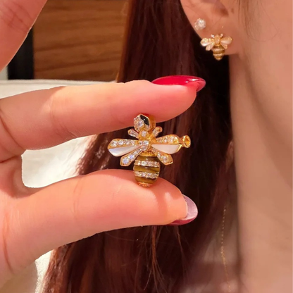 Gold-Plated 925 Silver｜Bee Jewelry Set – Triple Fortune Blessings