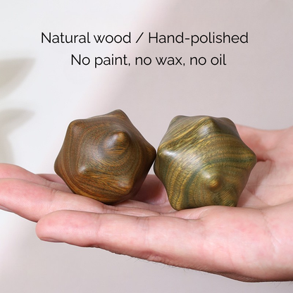 Hand Exercise Balls | 12-Edge Caltrop Balls - Natural Solid Wood for Hand Acupressure