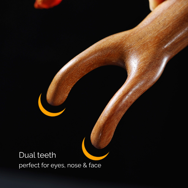 Massage Comb | Antler-Shaped Rake - Natural Golden Sandalwood for Meridian Massage