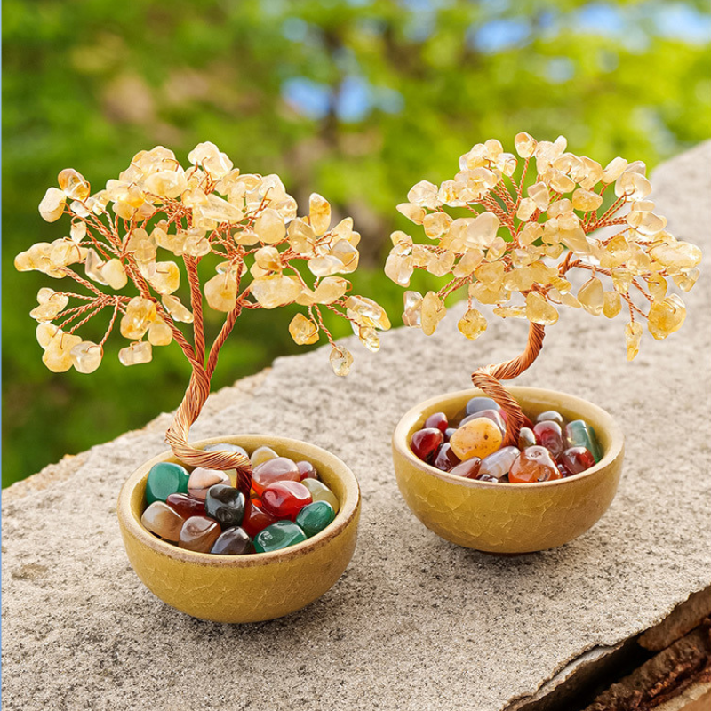 Citrine Feng Shui Tree | Wealth Crystal Tree for Desk & Home