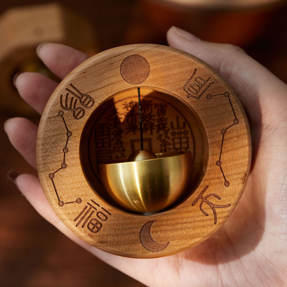 Bagua Peach Wood & Brass Talisman Door Chime | Feng Shui Protection & Energy Harmony