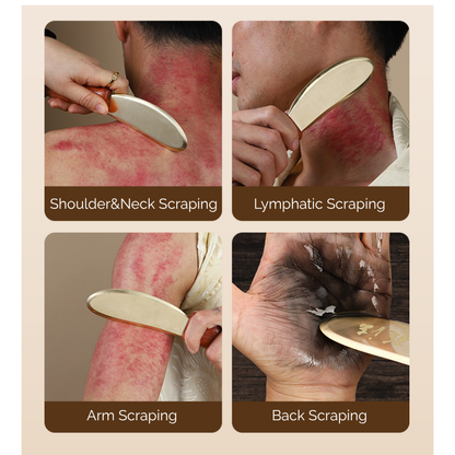 Gua Sha Tool | Pure Brass Tiger Tally Shape - Rosewood Handle for Full Body Massage